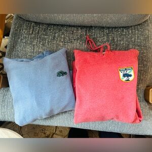 TWO! WEARS WOODY hoodie sweatshirts XL light blue and red. Worn good condition.